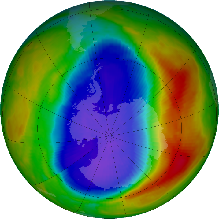 Antarctic ozone map for 10 October 1991
